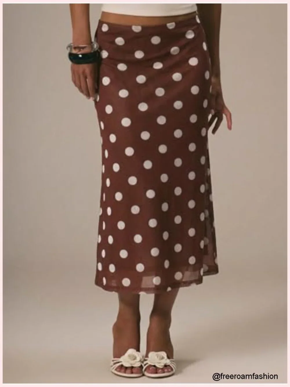 Polka Dots Midi Skirt Flowy Mesh Long Skirt Summer